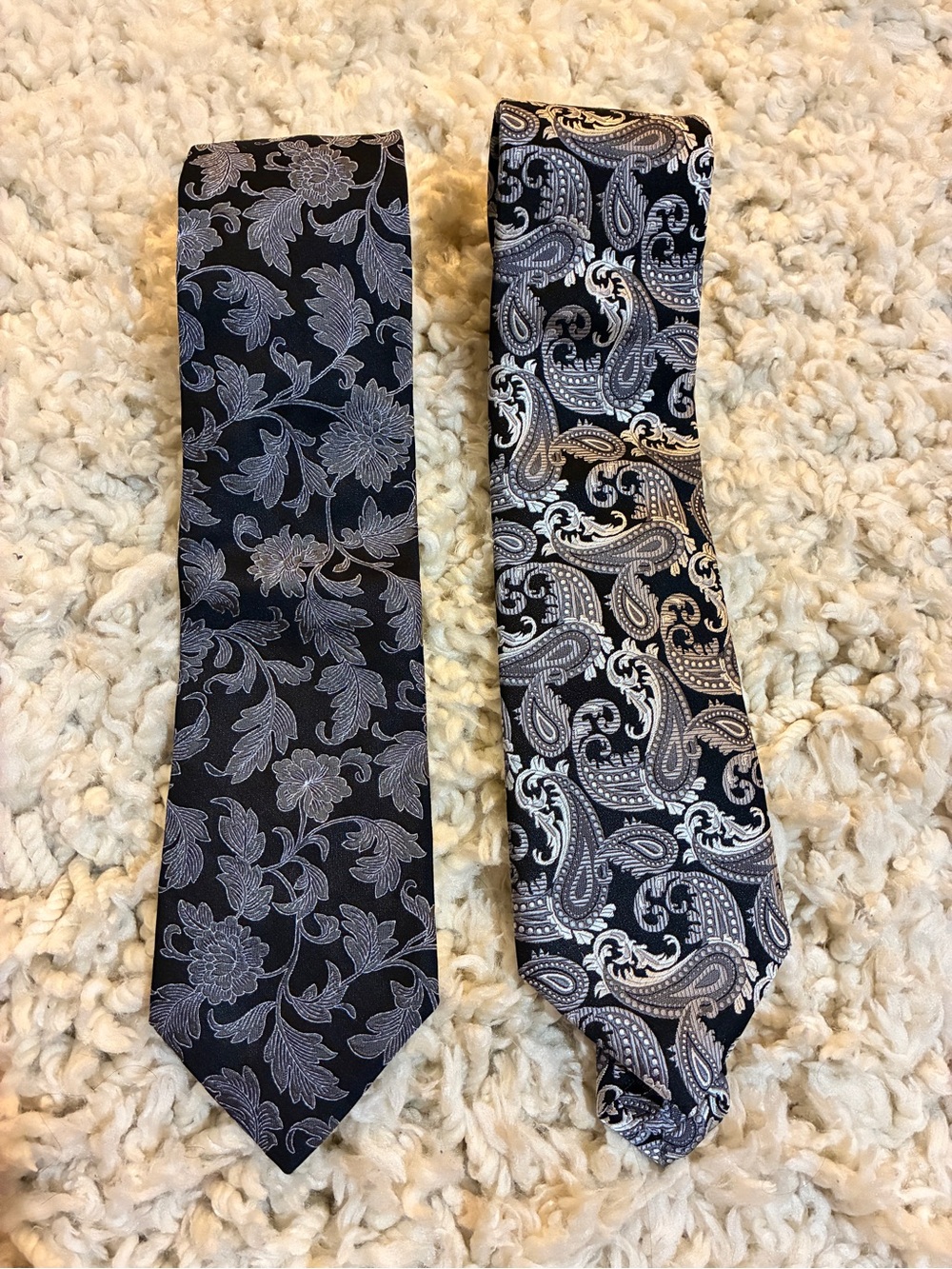 Pack Of Two Zanetti Black Floral & Paisley Dress Tie Set for Men